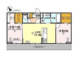 グランコンフォール神ノ川 2LDKの間取図画像