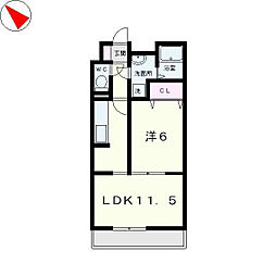 クレセント 1LDKの間取図画像