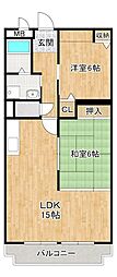 ソレイユ冨波 2LDKの間取図画像