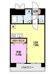 スカイオン本町 1LDKの間取図画像