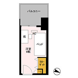 ロイヤルパークスER万代 ワンルームの間取図画像