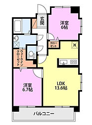 パークハイツ美咲 2LDKの間取図画像