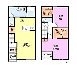 新潟市中央区関屋松波町2丁目アパート 2LDKの間取図画像