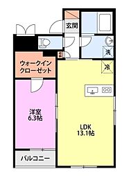 ヒルズ柿乃木坂 1LDKの間取図画像