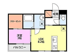 Leap白山通 1LDKの間取図画像
