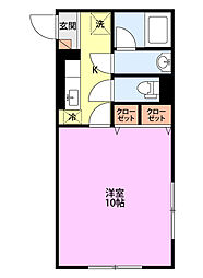 プラザ旭町 1Kの間取図画像