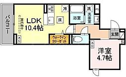セレスティア亀有 3階1LDKの間取り