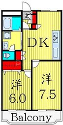 立石シティーハイツ 3階2DKの間取り