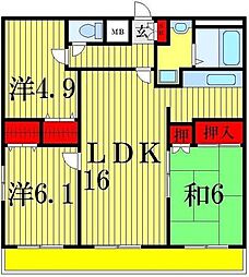 シティハイム八広はなみずき 2階3LDKの間取り