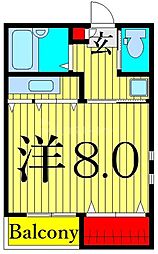 イーストヤマカ 1階ワンルームの間取り
