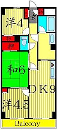 東京メトロ千代田線 北綾瀬駅 徒歩11分の賃貸マンション 2階3DKの間取り