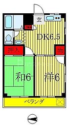 東京メトロ千代田線 綾瀬駅 徒歩12分の賃貸マンション 1階2DKの間取り