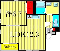JR常磐線 金町駅 バス20分 大場川水門下車 徒歩1分の賃貸アパート 1階1LDKの間取り