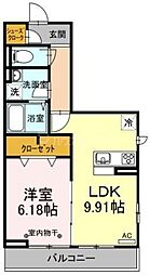 ロード花みずき 1階1LDKの間取り