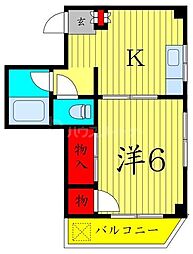京成本線 京成小岩駅 徒歩9分の賃貸マンション 3階1Kの間取り