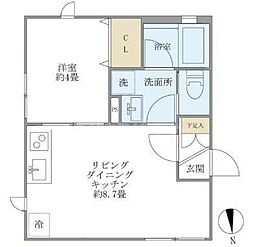 JR総武線 新小岩駅 徒歩4分の賃貸マンション 2階1LDKの間取り