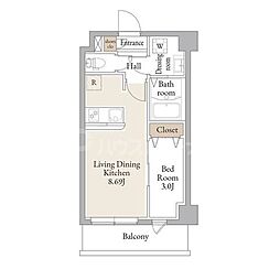 アルファコートお花茶屋2 4階1LDKの間取り