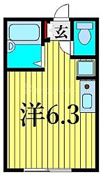 ルネコートお花茶屋 2階ワンルームの間取り