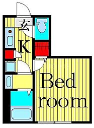クレシア青戸 1階1Kの間取り