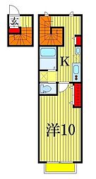 アーバンコート白鳥 2階1Kの間取り