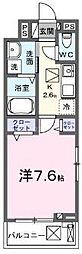 フルール　ベール 2階1Kの間取り