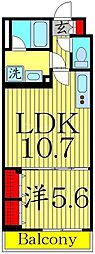 ハーモニーレジデンス東京八広ザ・スプレッド 2階1LDKの間取り