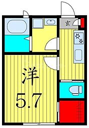 カーサ柴又 1階1Kの間取り