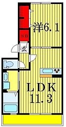 JR総武線 新小岩駅 徒歩19分の賃貸アパート 3階1LDKの間取り