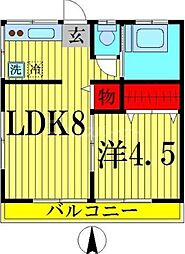 JR常磐線 亀有駅 徒歩15分の賃貸アパート 1階1LDKの間取り