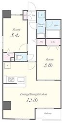 東京メトロ千代田線 北綾瀬駅 徒歩13分の賃貸マンション 7階2LDKの間取り