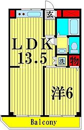 JR常磐線 亀有駅 徒歩15分の賃貸マンション 5階1LDKの間取り