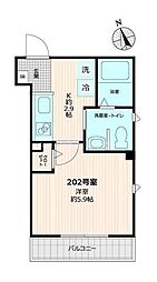 JR総武線 新小岩駅 徒歩7分の賃貸マンション 2階1Kの間取り