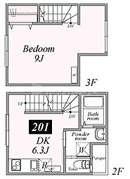 Relation青砥 2階1DKの間取り
