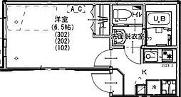 KEIAI RESIDENCE お花茶屋 3階1Kの間取り