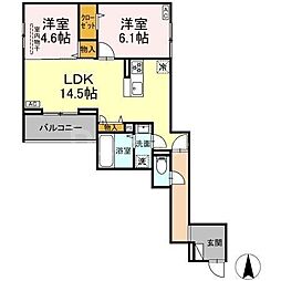 With Grace Heaven 1階2LDKの間取り