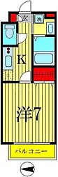 京成本線 お花茶屋駅 徒歩12分の賃貸アパート 2階1Kの間取り