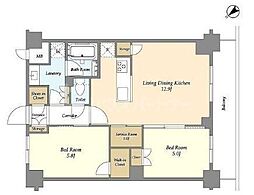 都営新宿線 瑞江駅 徒歩8分の賃貸マンション 5階2LDKの間取り