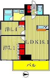 JR常磐線 亀有駅 徒歩5分の賃貸マンション 6階2LDKの間取り