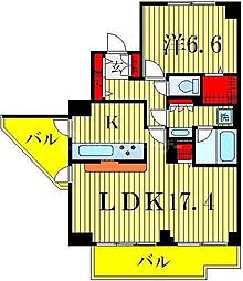 アコール北千住 8階1LDKの間取り