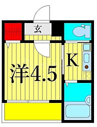 北総鉄道 新柴又駅 徒歩5分の賃貸アパート 2階1Kの間取り