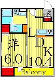 東武伊勢崎線 鐘ヶ淵駅 徒歩5分の賃貸マンション 3階1LDKの間取り