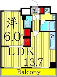 京成押上線 八広駅 徒歩5分の賃貸マンション 8階1LDKの間取り
