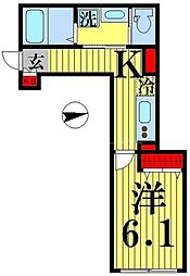東武伊勢崎線 鐘ヶ淵駅 徒歩7分の賃貸アパート 1階1Kの間取り