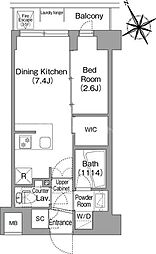 JR総武線 平井駅 徒歩8分の賃貸マンション 2階1DKの間取り