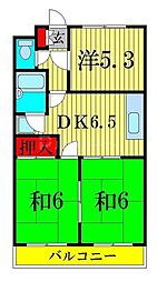 JR常磐線 金町駅 バス20分 養護学校前下車 徒歩2分の賃貸マンション 3階3DKの間取り