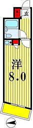 東武伊勢崎線 曳舟駅 徒歩8分の賃貸マンション 2階ワンルームの間取り