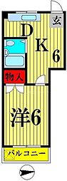 東京メトロ千代田線 北綾瀬駅 徒歩10分の賃貸マンション 4階1DKの間取り