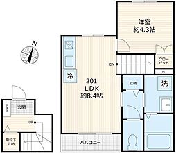 葛飾区高砂5丁目アパート 1LDKの間取図画像