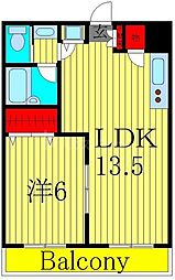 モアウイング 1LDKの間取図画像