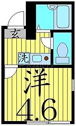 シャンテお花茶屋2 ワンルームの間取図画像